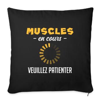 Muscles en cours de chargement - Corps de Rêve - Housse de coussin décorative 45 x 45 cm - noir - Devant