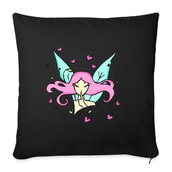 Fairy silence - Sofa pillowcase 17,3'' x 17,3'' (45 x 45 cm) - black - Front