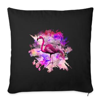 Flamingo Shirt Pink Watercolor Africa - Sofa pillowcase 17,3'' x 17,3'' (45 x 45 cm) - black - Front