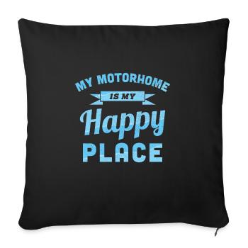 My Motorhome is my Happy Place (Blue) - Sofa pillowcase 17,3'' x 17,3'' (45 x 45 cm) - black - Front