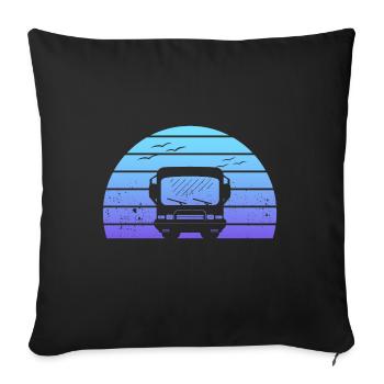 Classic Motorhome Silhouette at Sunset Gift - Sofa pillowcase 17,3'' x 17,3'' (45 x 45 cm) - black - Front