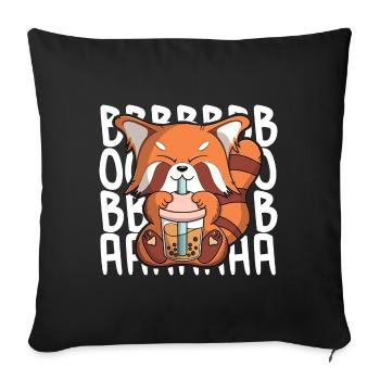 Funny boba red panda kawaii bubble tea - Sofa pillowcase 17,3'' x 17,3'' (45 x 45 cm) - black - Front
