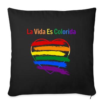 La Vida es colorida - Sofakissenbezug 45 x 45 cm - Schwarz - Vorne