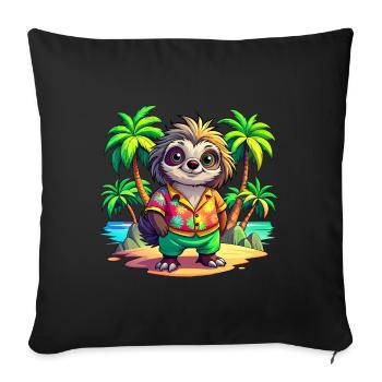 Paresseux mignon des vacances - Housse de coussin décorative 45 x 45 cm - noir - Devant