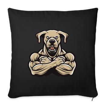 Labrador Chien Muscles Musculation - Housse de coussin décorative 45 x 45 cm - noir - Devant