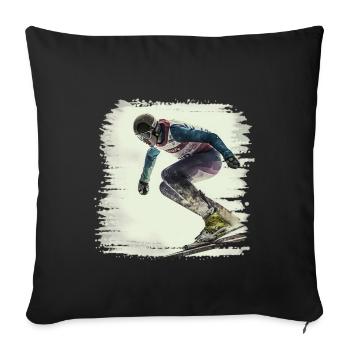 Skiing is a popular winter sport - Sofa pillowcase 17,3'' x 17,3'' (45 x 45 cm) - black - Front