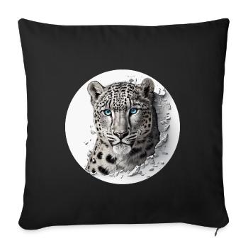 Un léopard des neiges en voie de disparition - Housse de coussin décorative 45 x 45 cm - noir - Devant