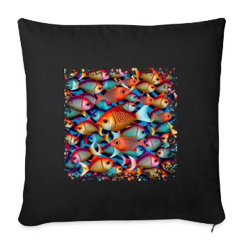 Many fish swim in large schools - Sofa pillowcase 17,3'' x 17,3'' (45 x 45 cm) - black - Front