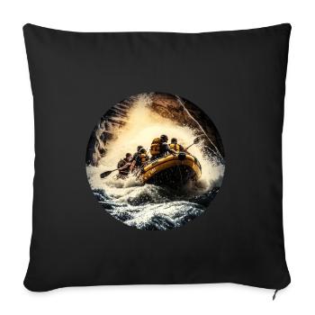 Rafting is a great team sport - Sofa pillowcase 17,3'' x 17,3'' (45 x 45 cm) - black - Front