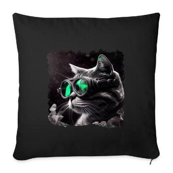 Les chats ont une excellente vision nocturne - Housse de coussin décorative 45 x 45 cm - noir - Devant