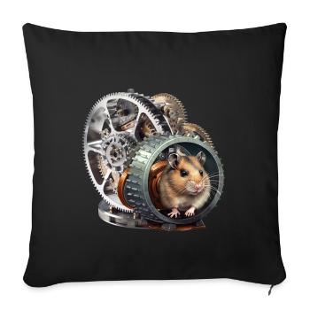 Hamster génère de l’énergie renouvelable - Housse de coussin décorative 45 x 45 cm - noir - Devant