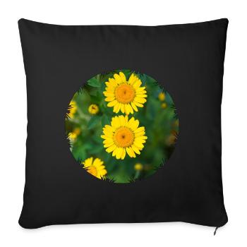 Dyer's chamomile (Anthemis tinctoria) - Sofa pillowcase 17,3'' x 17,3'' (45 x 45 cm) - black - Front