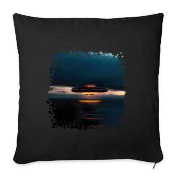 The search for UFOs continues - Sofa pillowcase 17,3'' x 17,3'' (45 x 45 cm) - black - Front