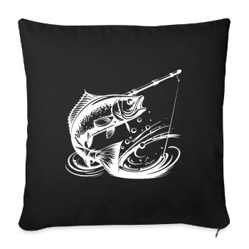 Symbole de pêche Poisson Pêche - Housse de coussin décorative 45 x 45 cm - noir - Devant