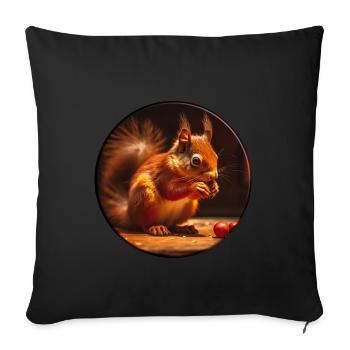 Les écureuils sont des rongeurs câlins - Housse de coussin décorative 45 x 45 cm - noir - Devant