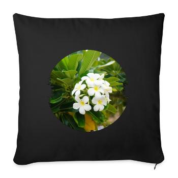 Plumeria est une fleur exotique et parfumée - Housse de coussin décorative 45 x 45 cm - noir - Devant