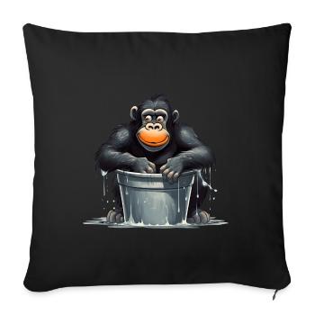 Monkey sitting in the water barrel - Sofa pillowcase 17,3'' x 17,3'' (45 x 45 cm) - black - Front