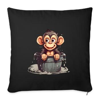 The monkeys are also feeling the effects of climate change - Sofa pillowcase 17,3'' x 17,3'' (45 x 45 cm) - black - Front