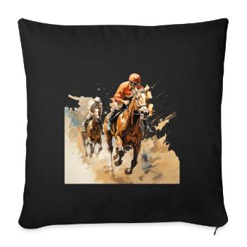 Les courses de chevaux sont un monde à part entière - Housse de coussin décorative 45 x 45 cm - noir - Devant