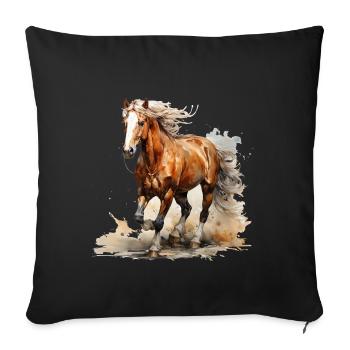 Un cheval est une source de bonheur - Housse de coussin décorative 45 x 45 cm - noir - Devant