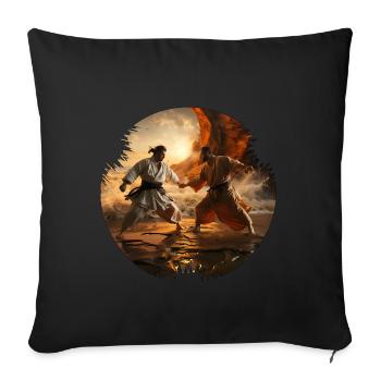 Les combattants de karaté sont en bonne forme physique - Housse de coussin décorative 45 x 45 cm - noir - Devant