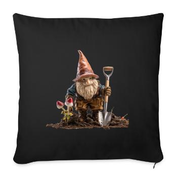 Humor in the garden with garden gnomes - Sofa pillowcase 17,3'' x 17,3'' (45 x 45 cm) - black - Front