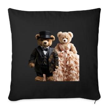 Two teddy bears newly married - Sofa pillowcase 17,3'' x 17,3'' (45 x 45 cm) - black - Front