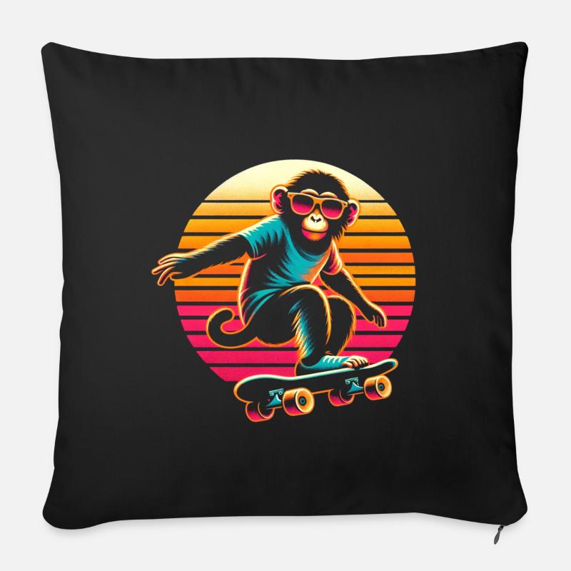 Affe Skateboard - Sofakissenbezug 45 x 45 cm - Schwarz
