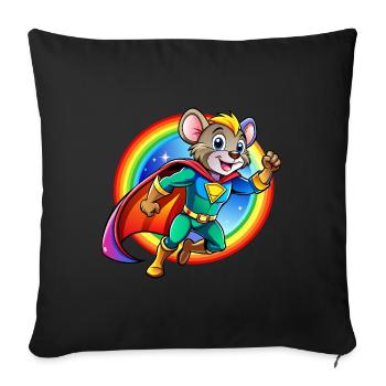 Souris de super-héros - Housse de coussin décorative 45 x 45 cm - noir - Devant
