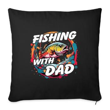 Pêche avec papa avec un design de poisson coloré - Housse de coussin décorative 45 x 45 cm - noir - Devant