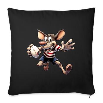 Souris Rugby - Housse de coussin décorative 45 x 45 cm - noir - Devant