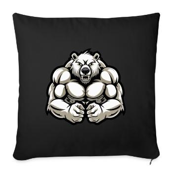 Ours polaire Muscles Musculation Ours polaire - Housse de coussin décorative 45 x 45 cm - noir - Devant