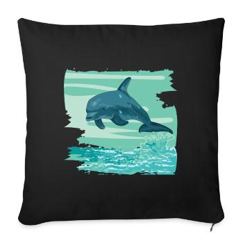 Dolphin Bottlenose Marine mammal jumps out of the sea - Sofa pillowcase 17,3'' x 17,3'' (45 x 45 cm) - black - Front