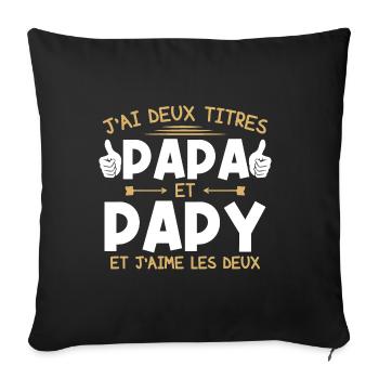 Papa et papy - Housse de coussin décorative 45 x 45 cm - noir - Devant