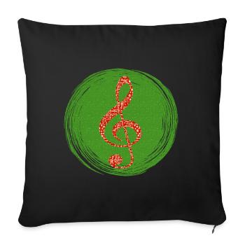 Joyeux Noël Mélodie festive verte - Housse de coussin décorative 45 x 45 cm - noir - Devant