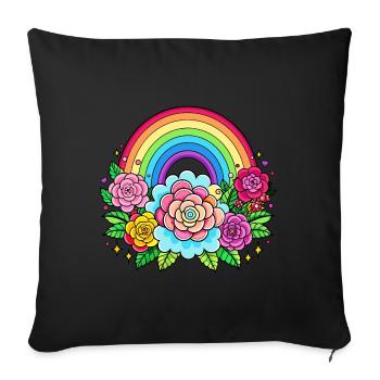 Floral rainbow - Sofa pillowcase 17,3'' x 17,3'' (45 x 45 cm) - black - Front