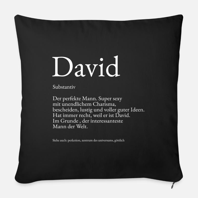 David Wörterbuch Erklärung Vorname David - Sofakissenbezug 45 x 45 cm - Schwarz