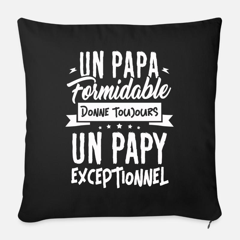 T-shirt Fête des Pères - Un Papy Exceptionnel - Housse de coussin décorative 45 x 45 cm - noir