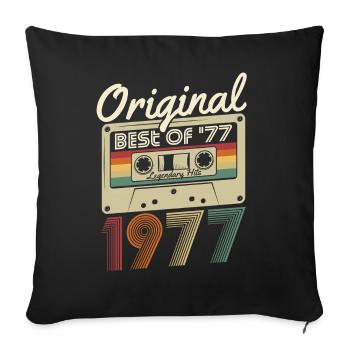 Original 1977 naissance naissance rétro anniversaire - Housse de coussin décorative 45 x 45 cm - noir - Devant