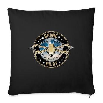 Pilote Drone Drone Quadcopter fpv drone pilote - Housse de coussin décorative 45 x 45 cm - noir - Devant