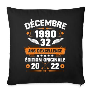 Décembre 1990 Idée Cadeau D'anniversaire 32 Ans - Housse de coussin décorative 45 x 45 cm - noir - Devant