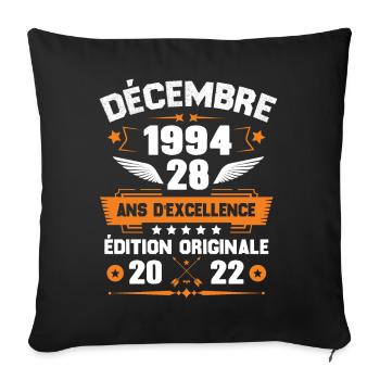Décembre 1994 Idée Cadeau D'anniversaire 28 Ans - Housse de coussin décorative 45 x 45 cm - noir - Devant
