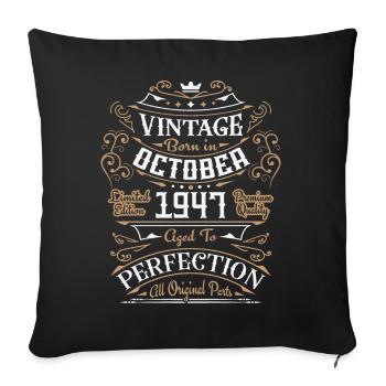Vintage Octobre 1947 / Rétro Cadeau D'anniversaire - Housse de coussin décorative 45 x 45 cm - noir - Devant