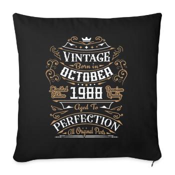 Vintage October 1988 / Retro Birthday Gift - Sofa pillowcase 17,3'' x 17,3'' (45 x 45 cm) - black - Front