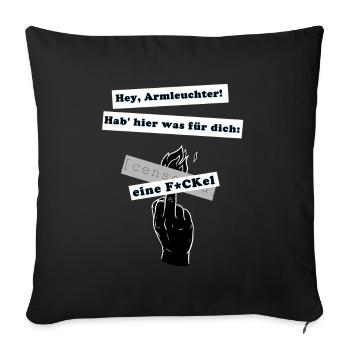 hier eine F*Ckel für dich (weiß auf schwarz) - Sofakissenbezug 45 x 45 cm - Schwarz - Vorne