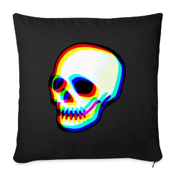 Illustration moderne du crâne au néon - Housse de coussin décorative 45 x 45 cm - noir - Devant