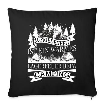 WARMES LAGERFEUER BEIM CAMPING - Campingplatz - Sofakissenbezug 45 x 45 cm - Schwarz - Vorne