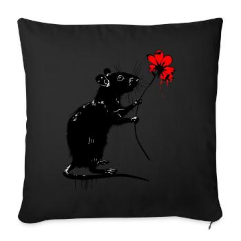Rat with flower - Sofa pillowcase 17,3'' x 17,3'' (45 x 45 cm) - black - Front