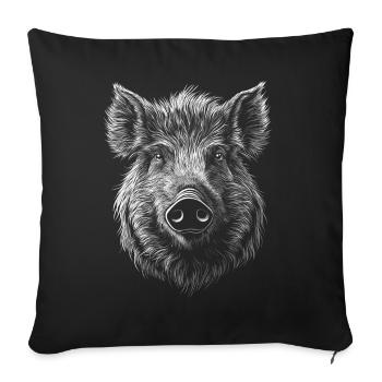 Sanglier Portrait Sanglier Animal sauvage Animal de la forêt - Housse de coussin décorative 45 x 45 cm - noir - Devant