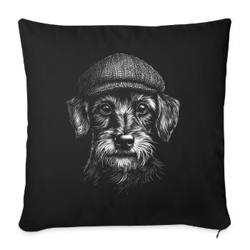 Chapeau teckel à poil dur Chiens Chien Teckel Teckel - Housse de coussin décorative 45 x 45 cm - noir - Devant